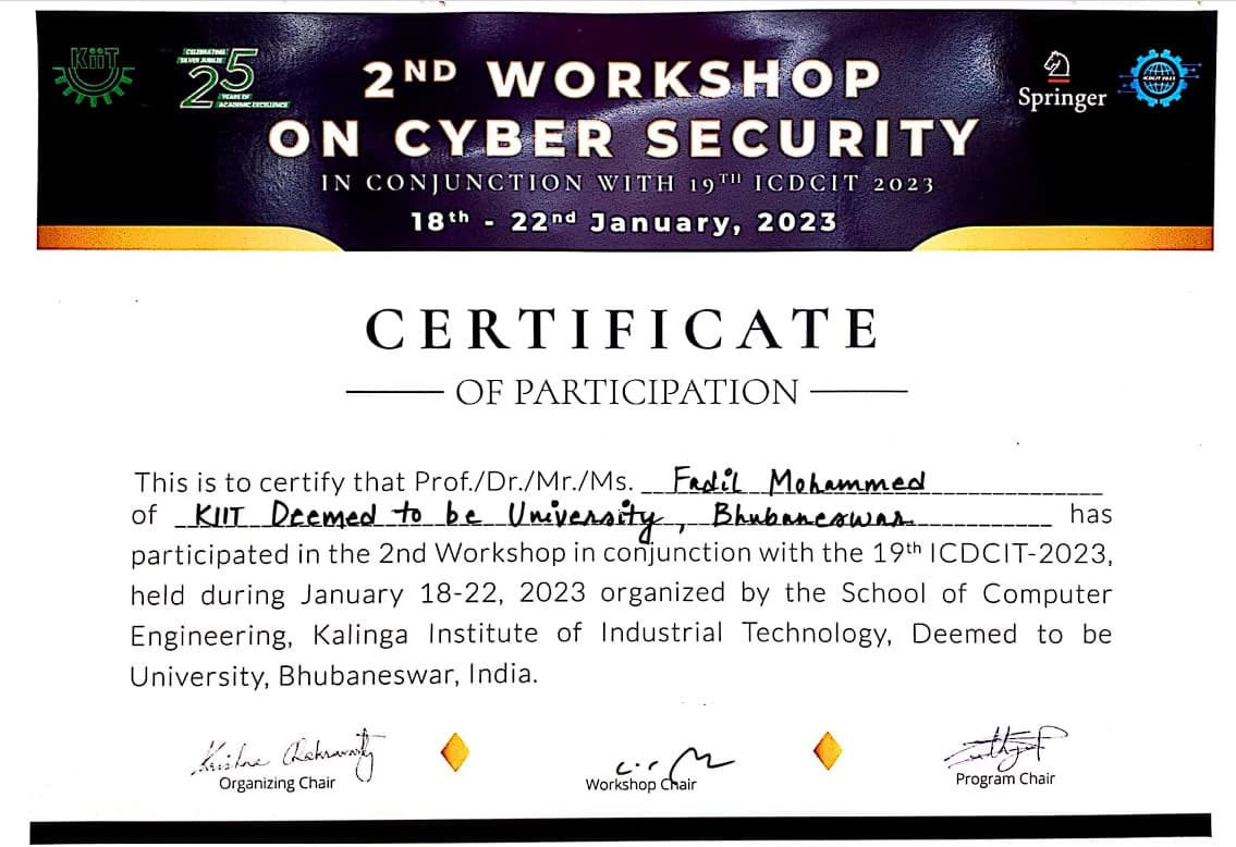 ICDCI:2nd workshop on cyber security