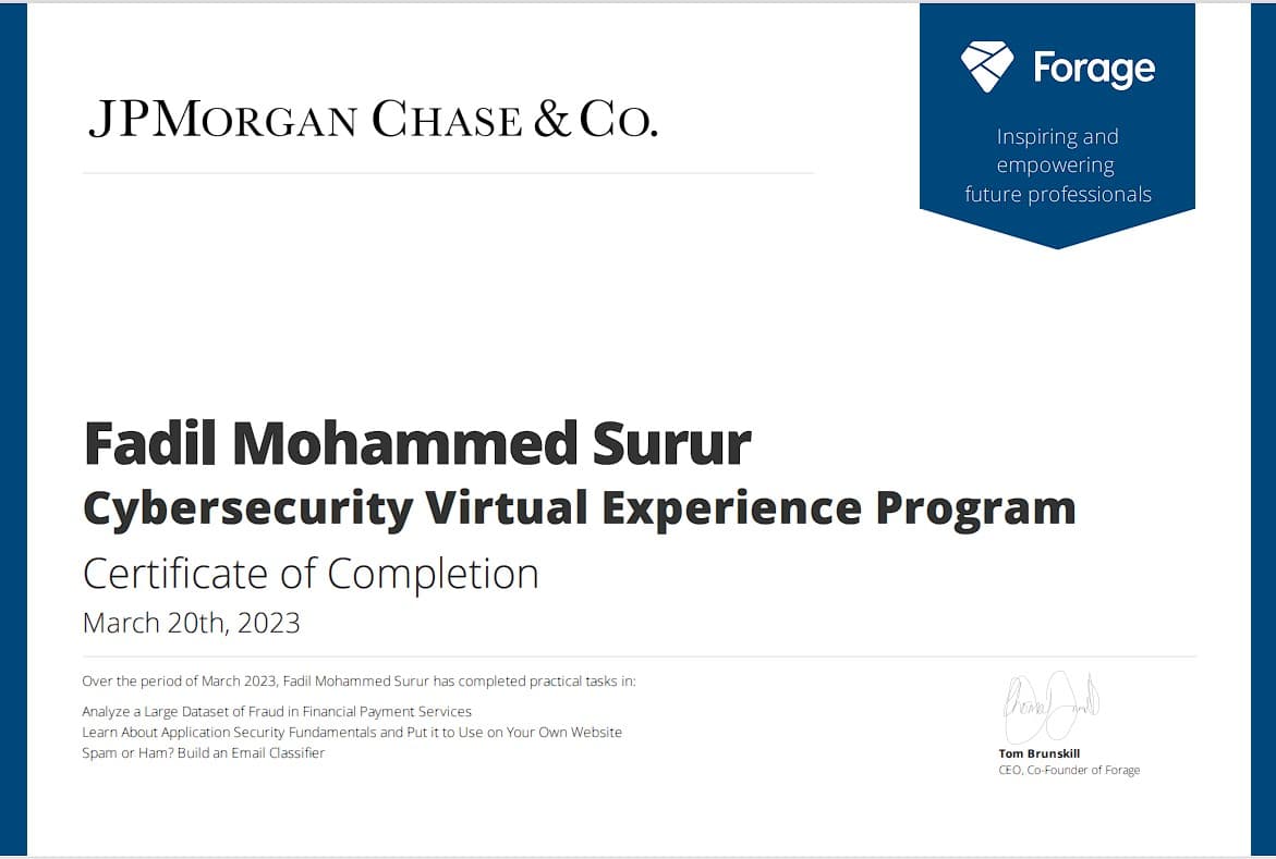 JP Morgan :Cybersecurity Virtual Experience Program