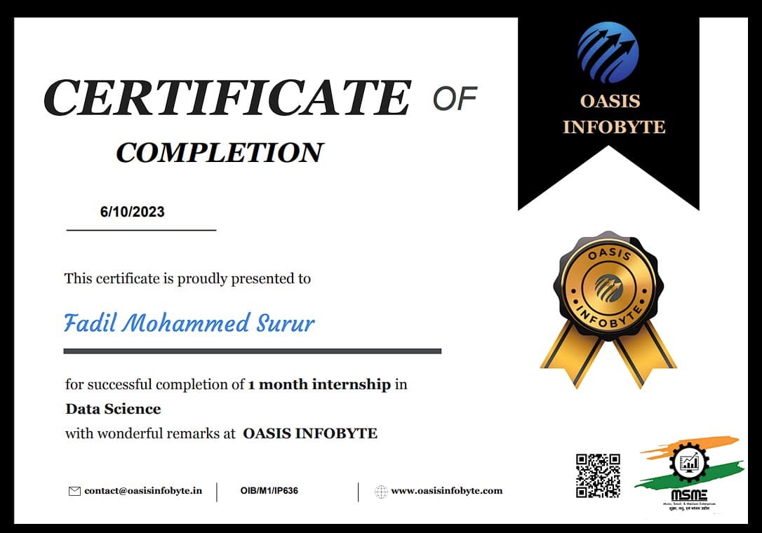 Oasis info byte:Data science internship